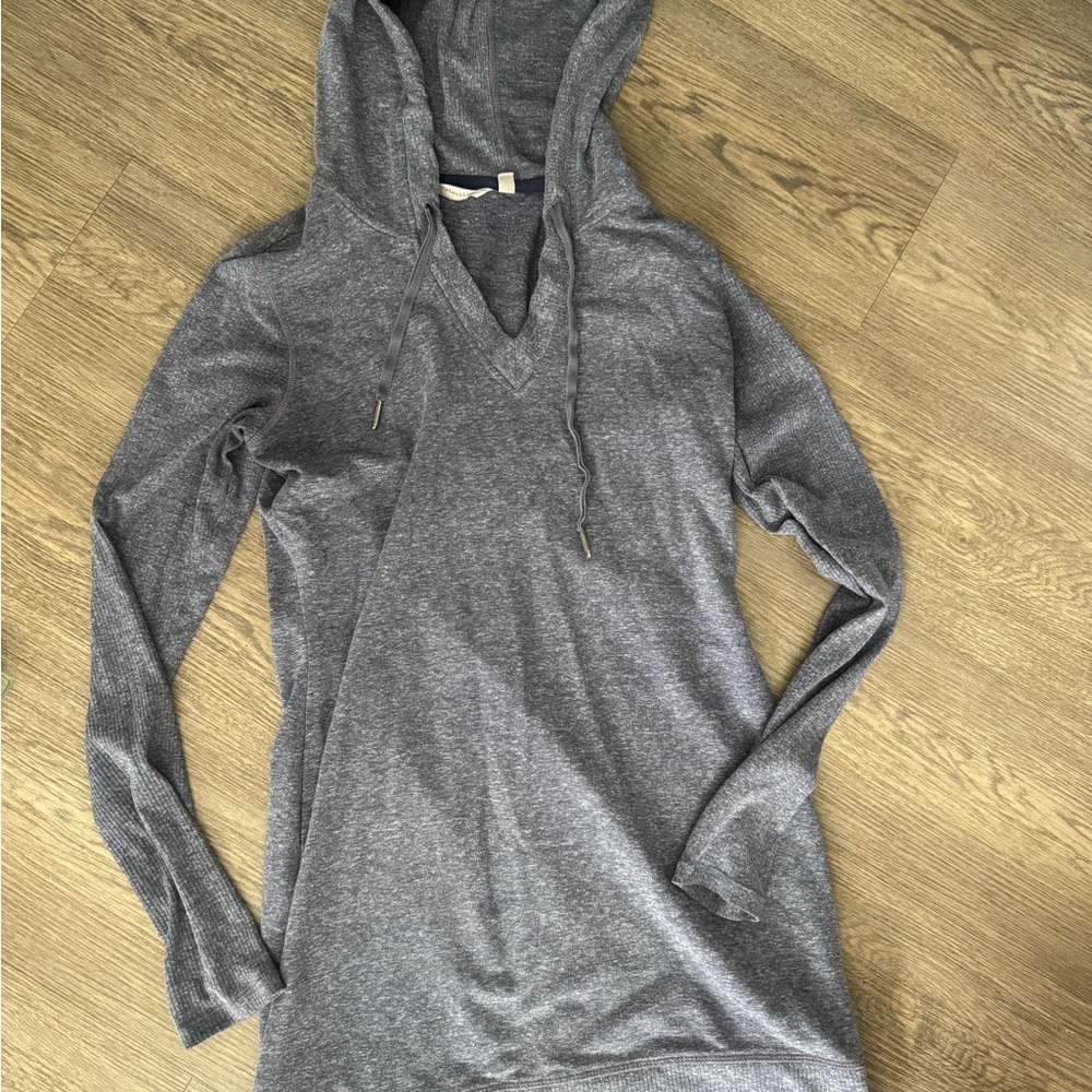 Athleta Gray / blue Hooded Sweatshirt Dress with Long Sleeves